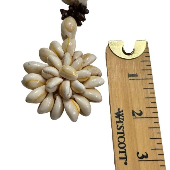 Beautiful Handmade Cowrie Seashell Shell Koa Seed Lei Statement Necklace - Picture 13 of 15